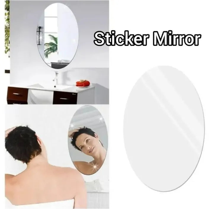 Oval Shape Flexible Self Adhesive Non-Glass Mirror Sticker