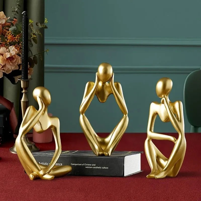 Modern Abstract Thinker Figurine Set for Home
