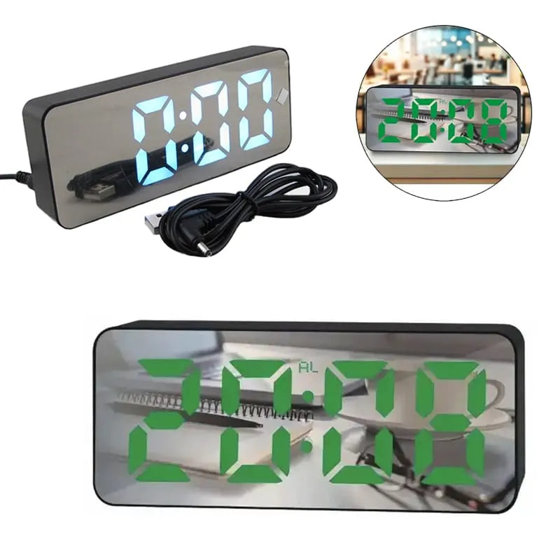 LED Mirror Digital Alarm Clock
