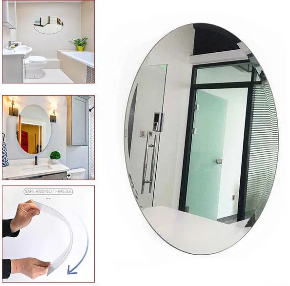 Oval Shape Flexible Self Adhesive Non-Glass Mirror Sticker