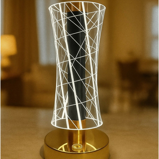 3D Illusion Geometric Vase Shape LED Table Lamp with Touch Control – Dual Color Warm White & Golden Glow Night Light for Bedroom, Living Room, Office & Modern Home Décor Gift