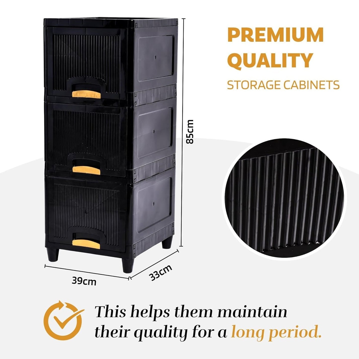 3-Layer Plastic Storage Drawer Cabinet