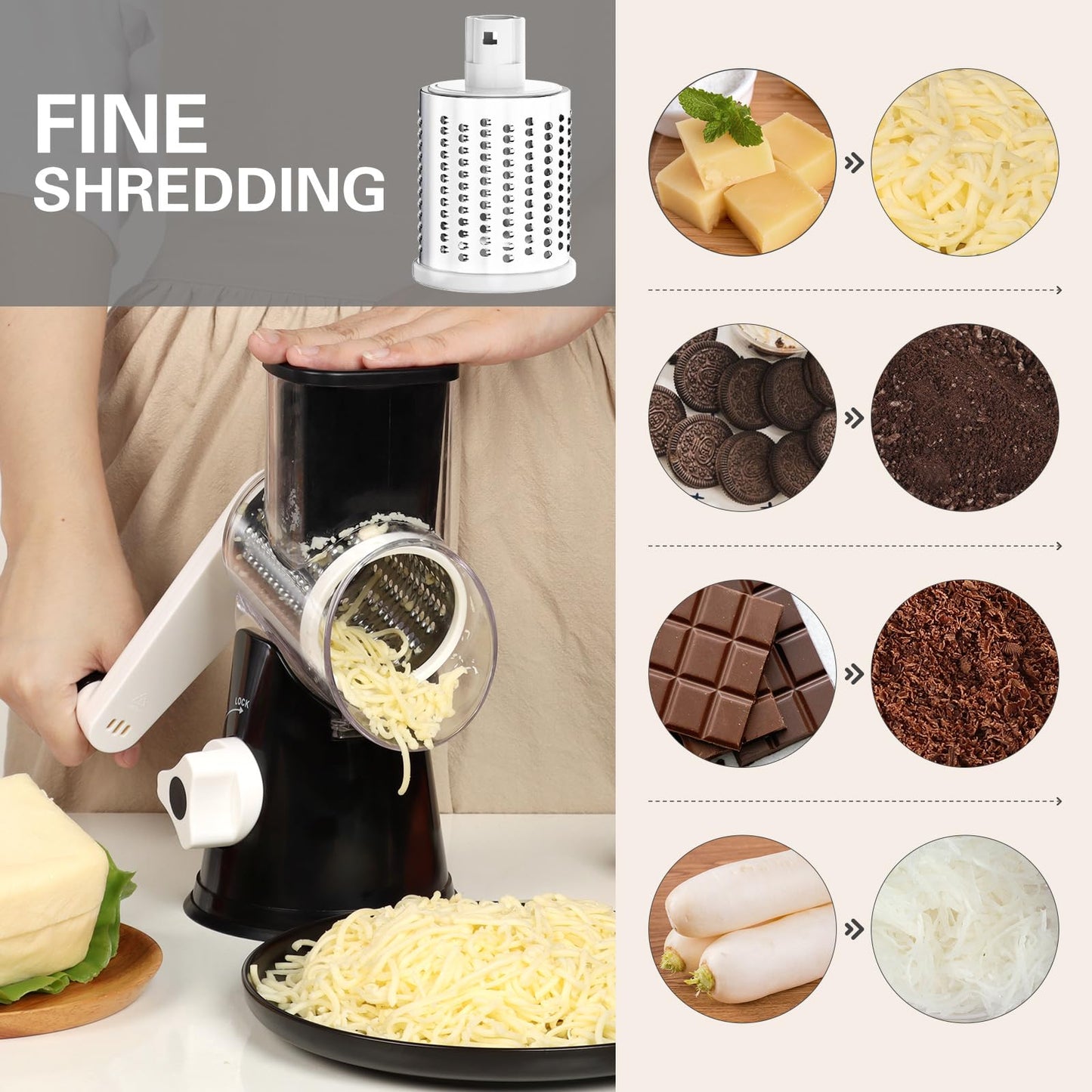 Manual Tabletop Drum Cheese Grater