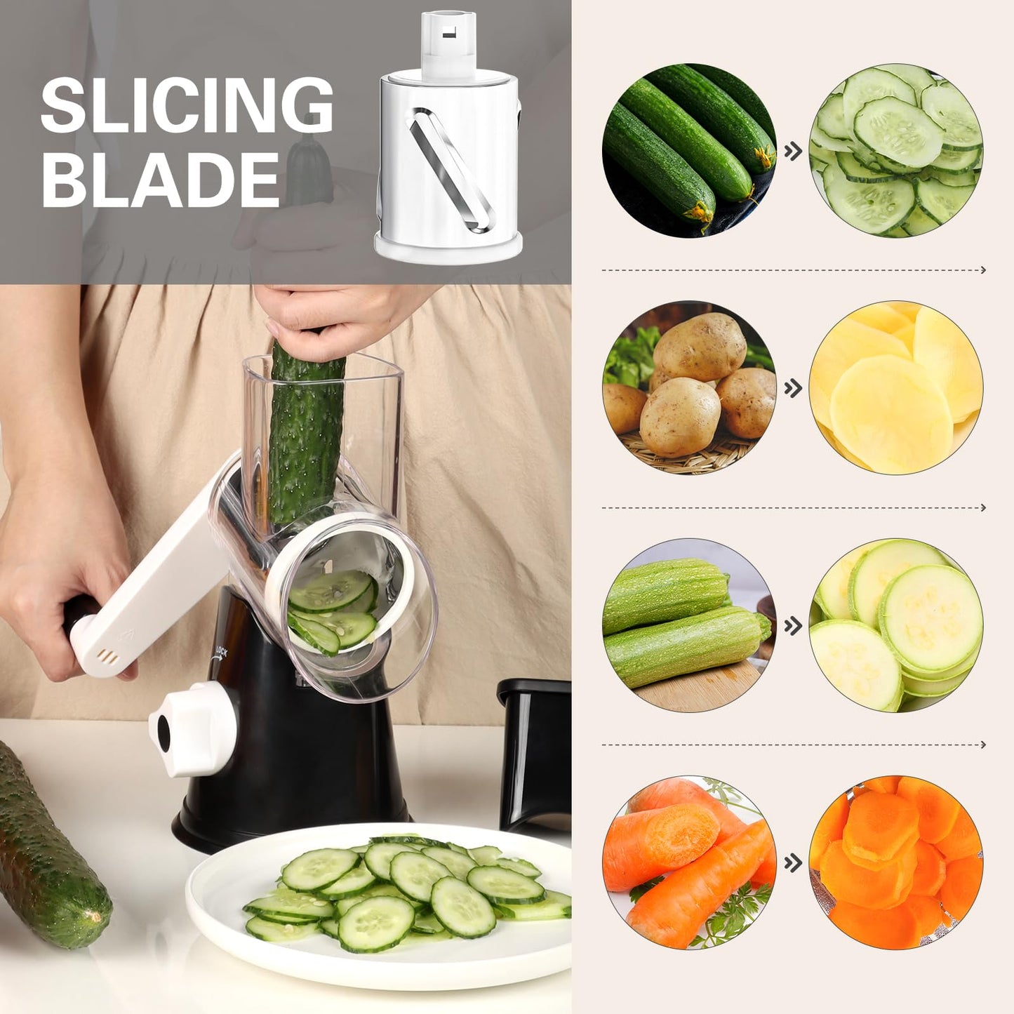 Manual Tabletop Drum Cheese Grater
